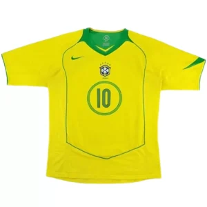 Maillot Rétro Domicile Brésil Ronaldinho #10 2004 – Image 2