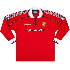 Maillot Rétro Manches Longues Domicile Manchester United 1998