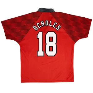 Maillot Rétro Domicile Manchester United Scholes #18 1996