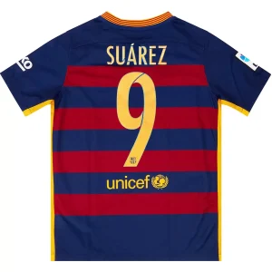 Maillot Rétro Domicile FC Barcelone Suárez #9 2015